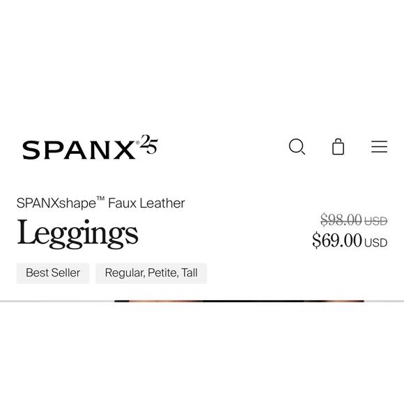 Spanx Medium Faux Leather Leggings Black Excellent Condition - Picture 3 of 7